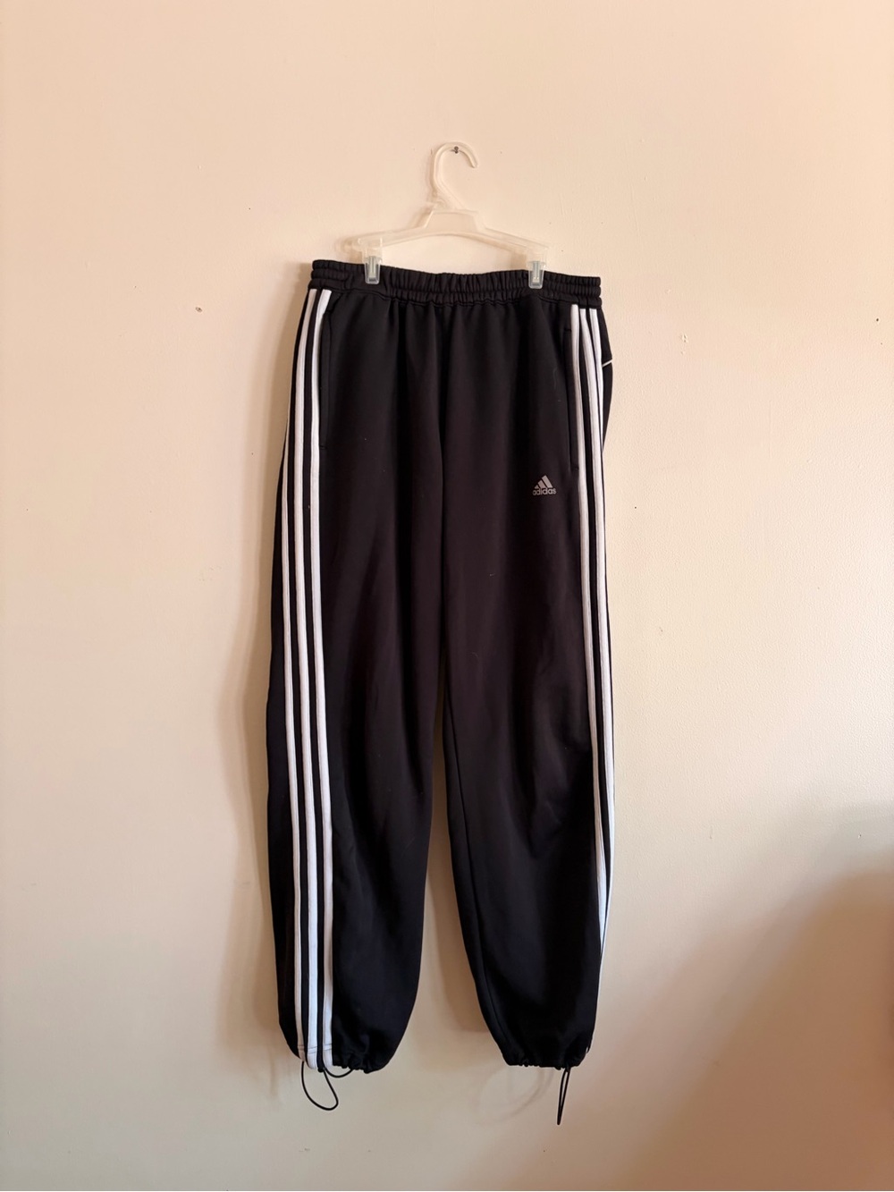 adidas Black Track Pants with White Triple Stripes